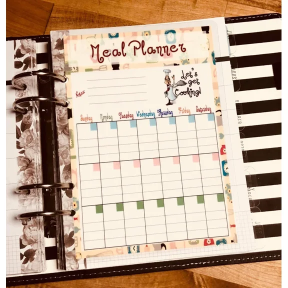 Monthly Meal Planner Dashboard Insert For Use With A Heidi Swapp Planner