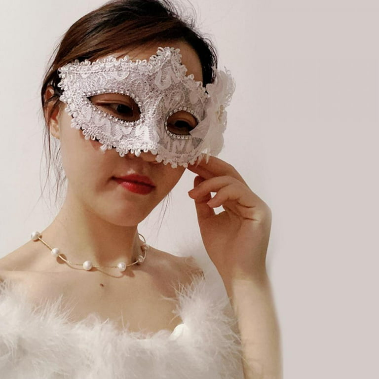 Masquerade Mask Lace Women Mask for Masquerade/Mardi Gras Party/Sexy Costume Ball/Wedding, Women's, Size: 19, White