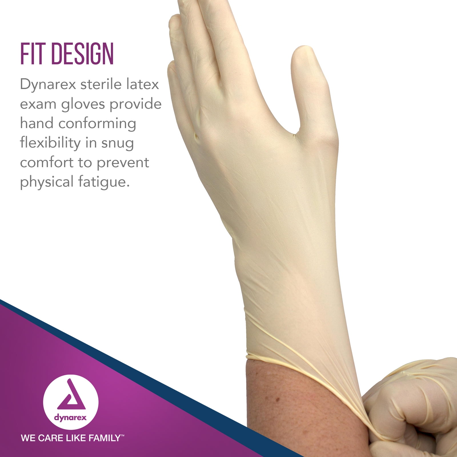 Dynarex Sterile Disposable Latex Exam Gloves, Powder-Free, Sterilely Packaged in Pairs, Ideal for Professional Medical and Healthcare, Color Bisque, Size Large - 1 Case of 400 Gloves