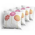 thumbnail image 5 of Ambesonne Colorful Throw Pillow Cover 4 Pack, Lolly Pops on Sticks, 20", Multicolor, 5 of 7