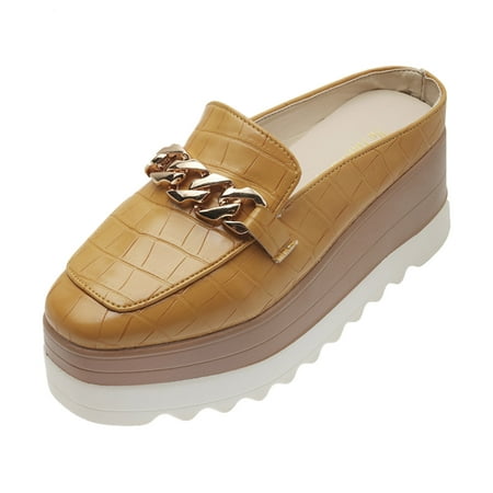 Oyedens Platform Clogs Mules for Women Fashion Casual High Heel Slip on Loafers Walking Shoes