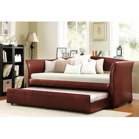 Faux Leather Daybed With Roll Out Trundle Wine Red Walmart Com