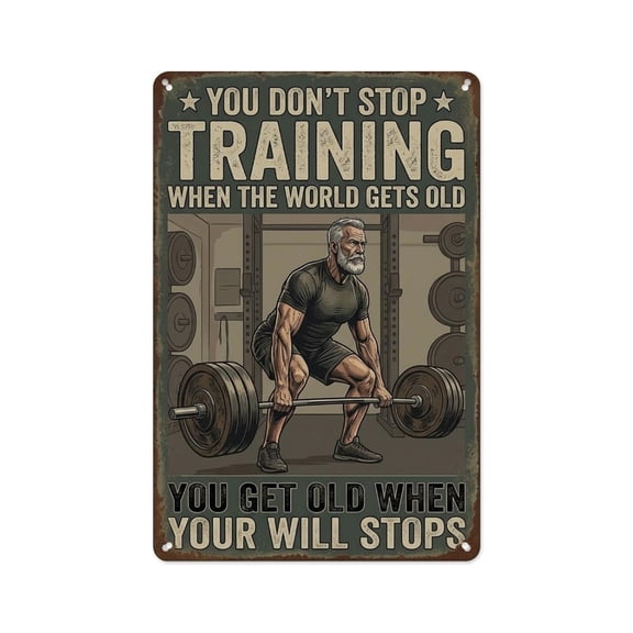You Don't Stop Training Gym Motivational Sign Metal Tin Sign Wall Decor Wall Art Vintage Room Decoration Tin Painting Poker Room Poster for Home Man Cave Bar Cafe Store Garage Or Club 12x8 Inches