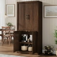 thumbnail image 4 of Tall Kitchen Pantry, Wood Pantry Storage Cabinet with 4 Doors & Adjustable Shelves, Farmhouse Freestanding Pantry Cupboard & Large Storage Space for Dining & Living Room, 4 of 9