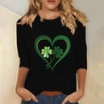 thumbnail image 1 of Meichang T-Shirts pour Femmes à Manches 3/4 T-Shirts de la Saint-Patrick Hauts à Col Rond pour les Fêtes T-Shirts Graphiques Trèfle Verts Hauts Porte-Bonheur Liquidation de la Saint-Patrick, 1 of 4