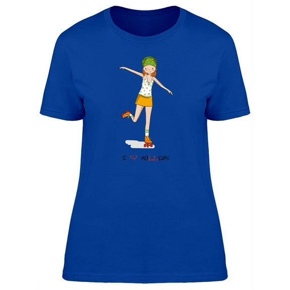 Cute Girl On Roller Skates T-Shirt Women -Image by Shutterstock, Female XX-Large