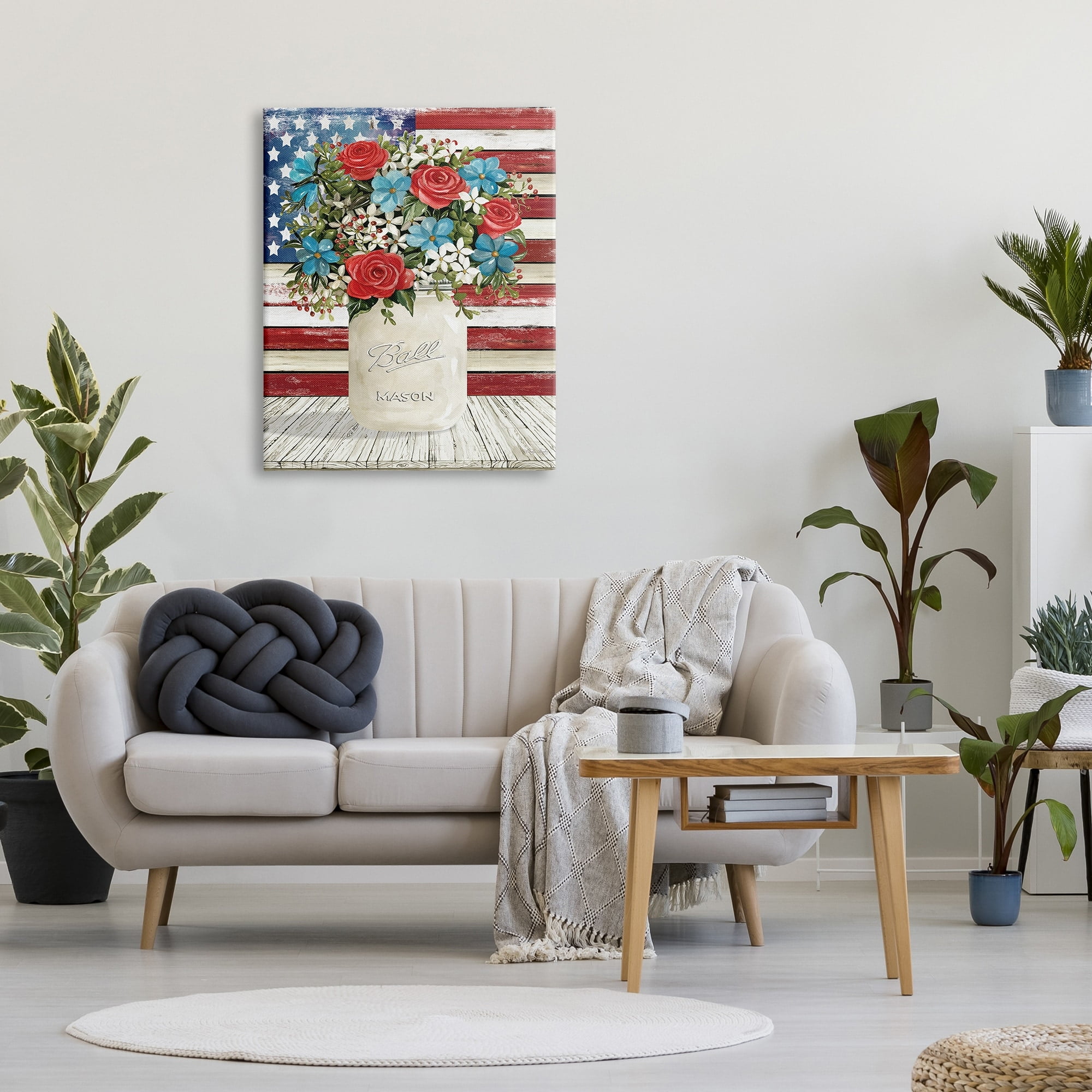 Stupell Americana Flag Festive Bouquet Botanical & Floral Painting Gallery Wrapped Canvas Print Wall Art