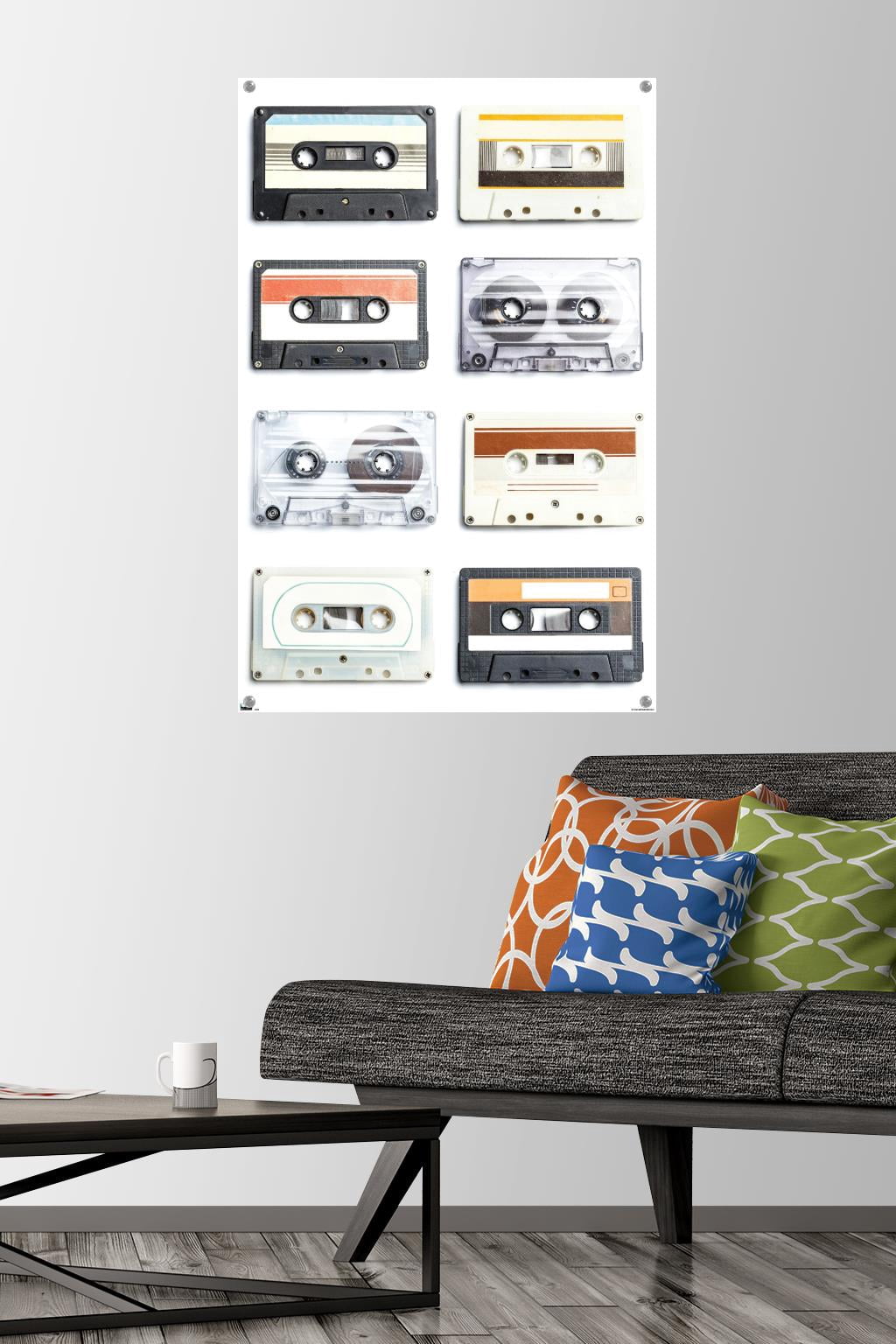 Cassettes Wall Poster with Pushpins, 22.375" x 34"