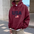thumbnail image 2 of Hvogkswy USA Graphic Hoodies for Men Drawstring Hooded Long Sleeve Pullover Sweatshirt Oversized Sweatshirts with Pocket, 2 of 6