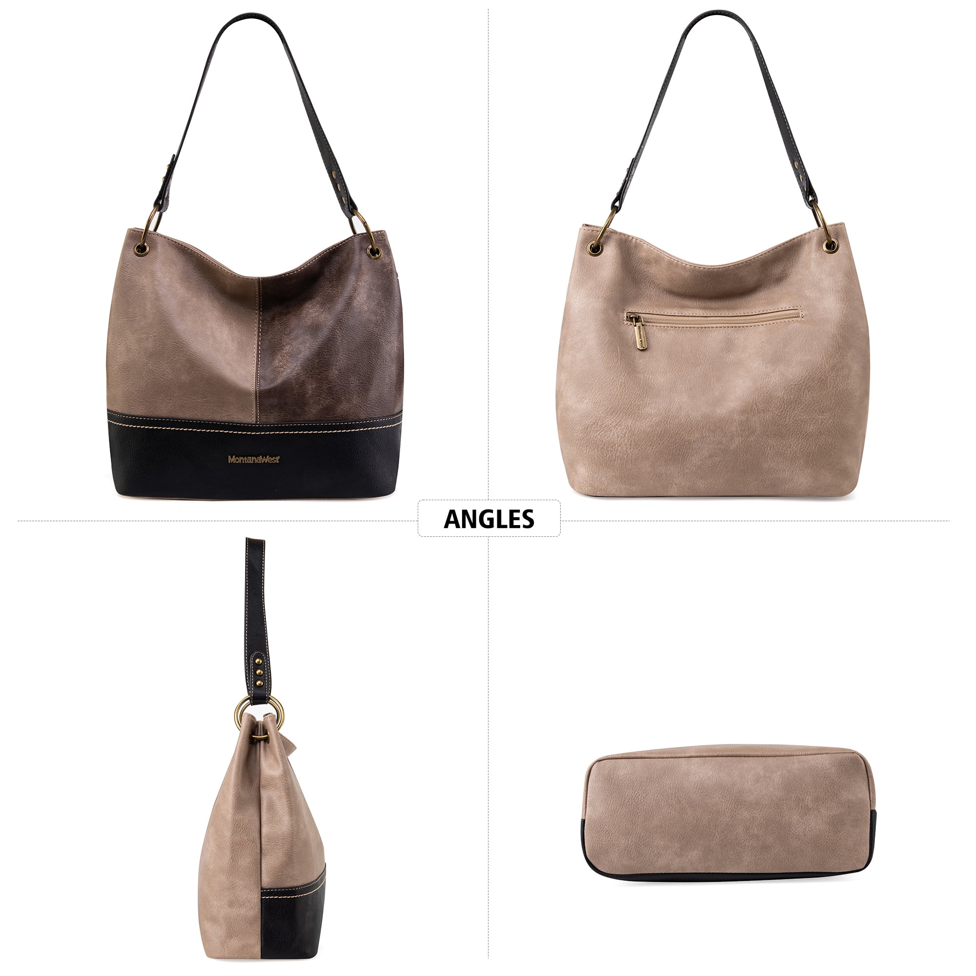 Montana West Purses for Women Hobo Shoulder Handbags with Zipper, Tan