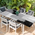 thumbnail image 2 of Black Grey Table Cloths for 8 Foot Rectangle Tables, Abstract Geometric Color Block Oil Painting Patio Waterproof Elastic Fitted Tablecloths, Washable Rectangular Table Cover for Camping, 2 of 8