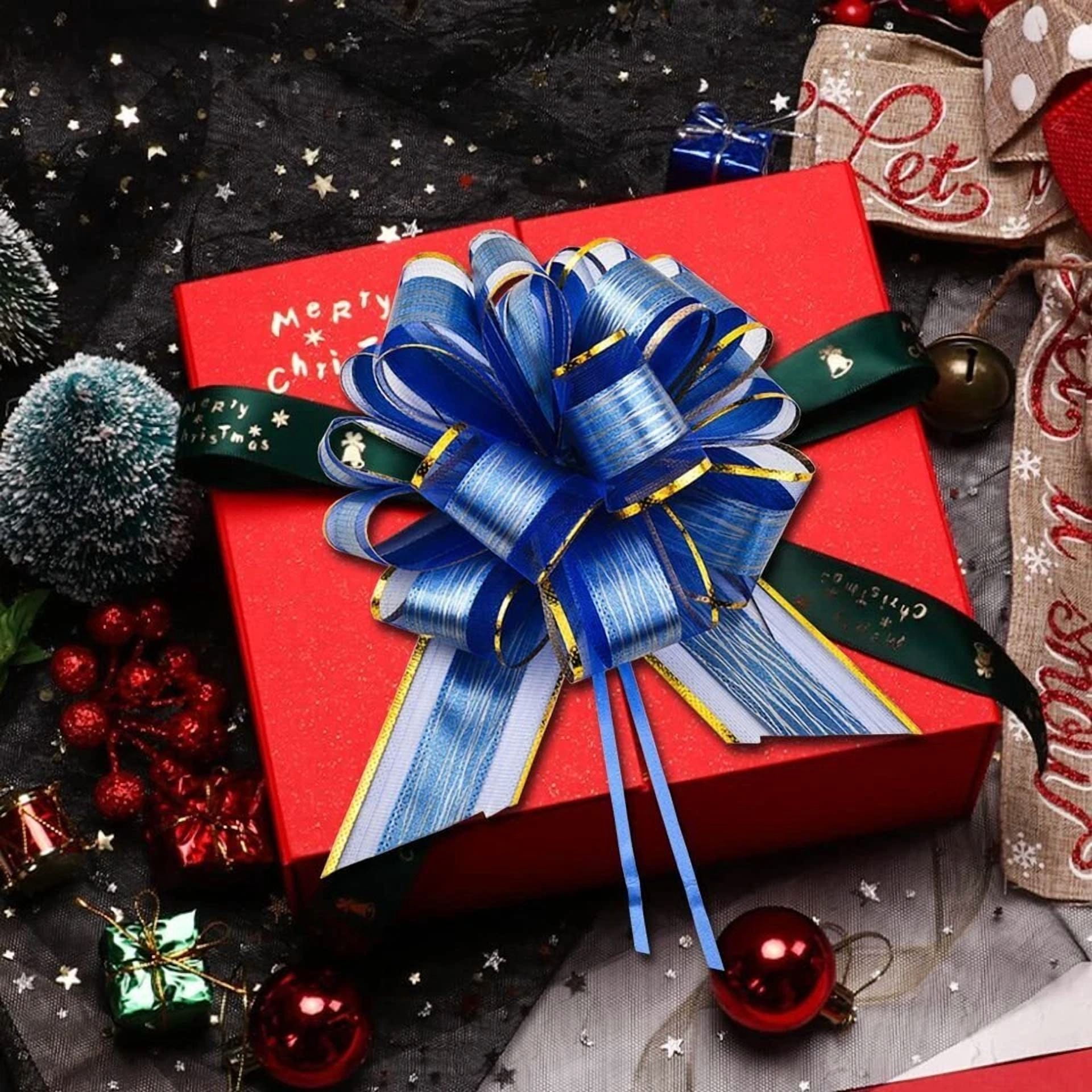 KNACK - 20Pcs Large Pull Bow Gift Wrapping Bows,Wedding Gift Blue Ribbon Bow,Party Decor