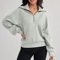 thumbnail image 3 of Aloohaidyvio Women's Casual Half Zip Sweatshirts Long Sleeve Solid Color Pullover Jackets Fall Outfits Winter Y2K Clothes, 3 of 5