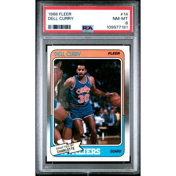 Graded 1988 Fleer Dell Curry #14 Rookie RC Basketball Card PSA 8 NM-MT