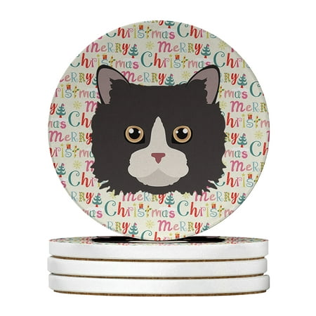 

Poodle Cat Christmas Large Sandstone Coasters Pack of 4 4 in x 4 in