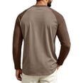 thumbnail image 5 of GrmtClth Men's Shirts Color Block Raglan Long Sleeve Classic Baseball Moisture Wicking Fitness Casual Tops Light Brown 3XL, 5 of 5