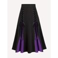 thumbnail image 2 of Women Gothic Vintage high waist hem inserted color elastic waist Gothic Ladies Retro half skirt Wine Red, 2 of 5