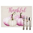 thumbnail image 2 of Thanksgiving Placemats Set of 6 Fall Pink White Pumpkin Linen Texture Heat Insulated Linen Place Mats, Washable Stain-Proof Table Mats for Dining Tables Holiday Decor 13x19inch, 2 of 9
