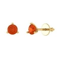 thumbnail image 2 of 1 Ct Round Cut Studs Red Crystal 14K Yellow Solid Gold Everyday Dainty Earrings Screw Back, 2 of 7