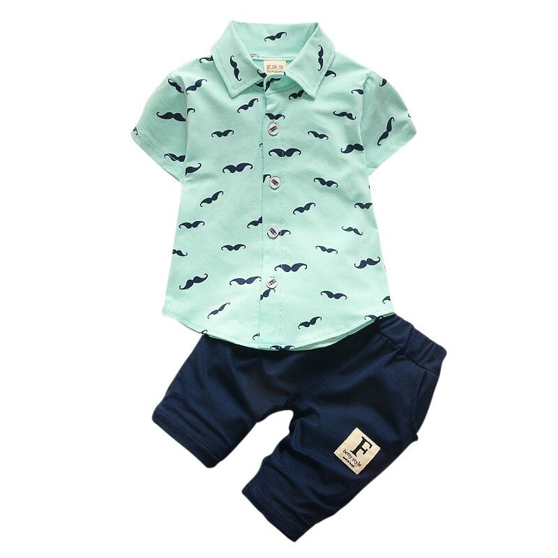 Infant Baby Boys Girls Clothing Set Newborn Toddler Kids Short Sleeve Cartoon Printed Tee Tops Shirt+Pants Shorts Outfits Set Cotton Casual Tracksuit Lounge Wear for 0-3 Years Old 