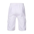 thumbnail image 2 of Mens Fleece Sweat Cargo Shorts With Elastic Waistband Drawstring Athletic Workout Gym Shorts-White,L, 2 of 5