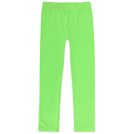 Sm Pull Green - Girl's Seamless Full Length Leggings Pants with Stretch Waist, Green SM