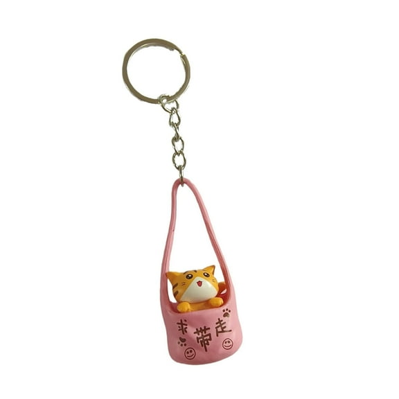 Huhudde Lovely Kitten Keyring Creative Car Chain Pet Keychain Pendant Bag Charm Cartoon Cats Keychain Hanging Ornament