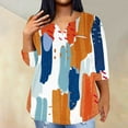thumbnail image 2 of T-shirt Imprimé pour Femmes, Haut Décontracté Coupe Ample avec Manches 3/4 et Col Rond, Grande Taille Confortable, 2 of 4