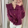 thumbnail image 1 of Cárdigan de punto con cuello de muñeca retro japonés para mujer, nuevo diseño de otoño, chaqueta de suéter de color sólido con estilo de fragancia pequeña de nicho, 1 of 5