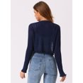 thumbnail image 4 of DARING DIVA Women's Ruffle Trim Long Sleeve Shrug Knit Open Front Cardigan L Dark Blue, 4 of 5