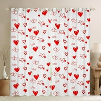 Manfei Graffiti Hearts Loves Black Out Curtains,Valentine Gift Curtains Pack of 2 (42x63 Each),Red White Bedroom Curtains For Girls Kids,Luxury Bedroom Decor