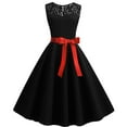 thumbnail image 1 of Kcodviy Robe Unie Évasée Sans Manches des Années 1950 Courte pour Femmes Décontractée Femmes Robe de Bal à Empiècements pour Femmes Longueur Midi en Dentelle Robe Vintage Rétro Robes Extensibles pour Femmes Robe pour Femme, 1 of 8