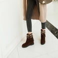 thumbnail image 1 of Qertyioot Bottes Rétro pour Femmes, Mode Vintage Grande Taille Chaussures à Talons Bas à Franges Courtes, 1 of 9