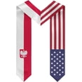 thumbnail image 2 of Poland Mix United States Flag Graduation Stole For International Student Graduate Shawl Sash, 2 of 8