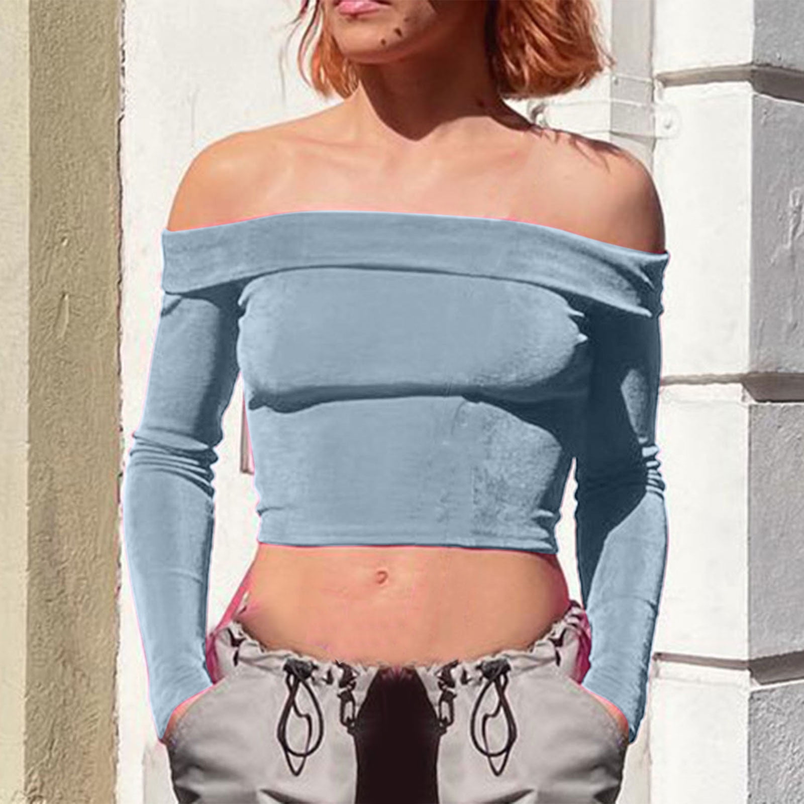 cute off the shoulder long sleeve tops