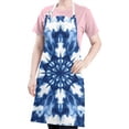thumbnail image 5 of Indigo Tie Dye Snowflake Apron-Garden Aprons for Women with Pockets-Cotton Linen Waterproof Kitchen Cooking Gardening Aprons Adjustable for Kitchen,Cooking,BBQ and Salon 33x27 Inch, 5 of 7