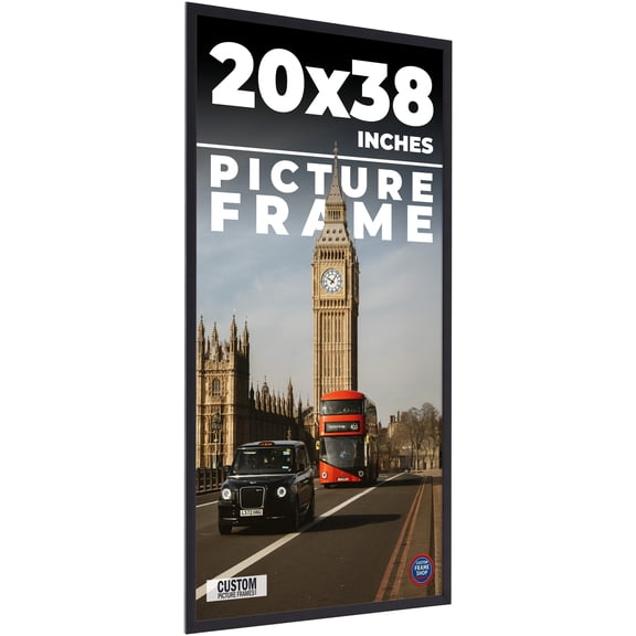 20x38 Frame Black Real Wood Picture Frame Width 0.75 inches | Interior Frame Depth 0.5 inches |