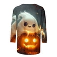 thumbnail image 4 of SDNall Halloween Shirts for Women Funny Ghosts Pumpkin Print Cute Funny Graphiccrewneck 3/4 Sleeve Tops Halloween Gift T Shirt (S-XXXL,Navy), 4 of 5