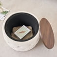 thumbnail image 4 of S-HOME 4-in-1 Function Velvet Nesting Ottomans Pair, Round Storage Stool with Wood Tray, Ready to Use No Assembly, Beige, 4 of 17