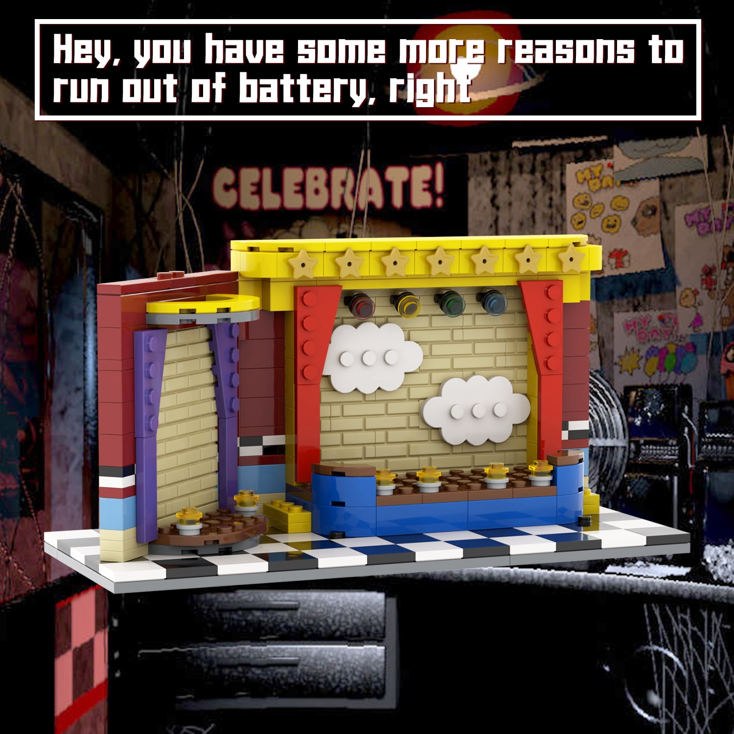 MOOXI-MOC FNAF Movie Stage Building Set,Creative Cute Building Blocks Children Kits,Halloween for Kids(286pcs)