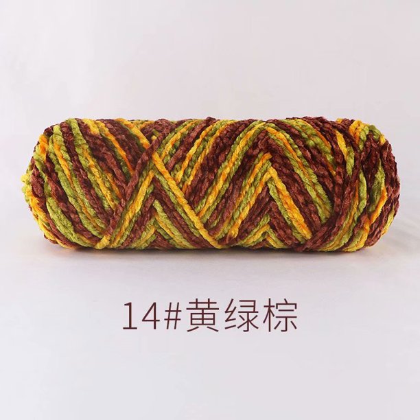 Nvzi - Hilo Knit Picks, 1 rollo, hilo de ganchillo de alta calidad con material de poliéster suave, duradero para proyectos de manualidades como bufandas, gorros y mantas. Amarillo + Verde + Marrón