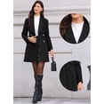 thumbnail image 2 of DARING DIVA Women's Double Breasted Shawl Collar Long Coat With Pockets XS Black, 2 of 6