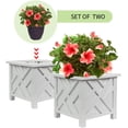 thumbnail image 2 of Chippendale White Planter Box Set of 2 - Elegant Outdoor Plant Pot for Patio, Porch Decor, and Garden Display, 2 of 7