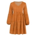 thumbnail image 5 of Ketyyh-chn99 Robes d'Été pour Femmes Robe d'Été Robe Extensible Robe d'Été Manche à Volants Ample Fluide Plissée Robe Courte Orange,P, 5 of 5