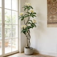 thumbnail image 4 of IARTTOP 5.7ft Artificial Plumeria Plant Fake Yellow Flower Green Leaves Evergreen Tree With Pot For Home Office Indoor Outdoor Party Decor, 4 of 13