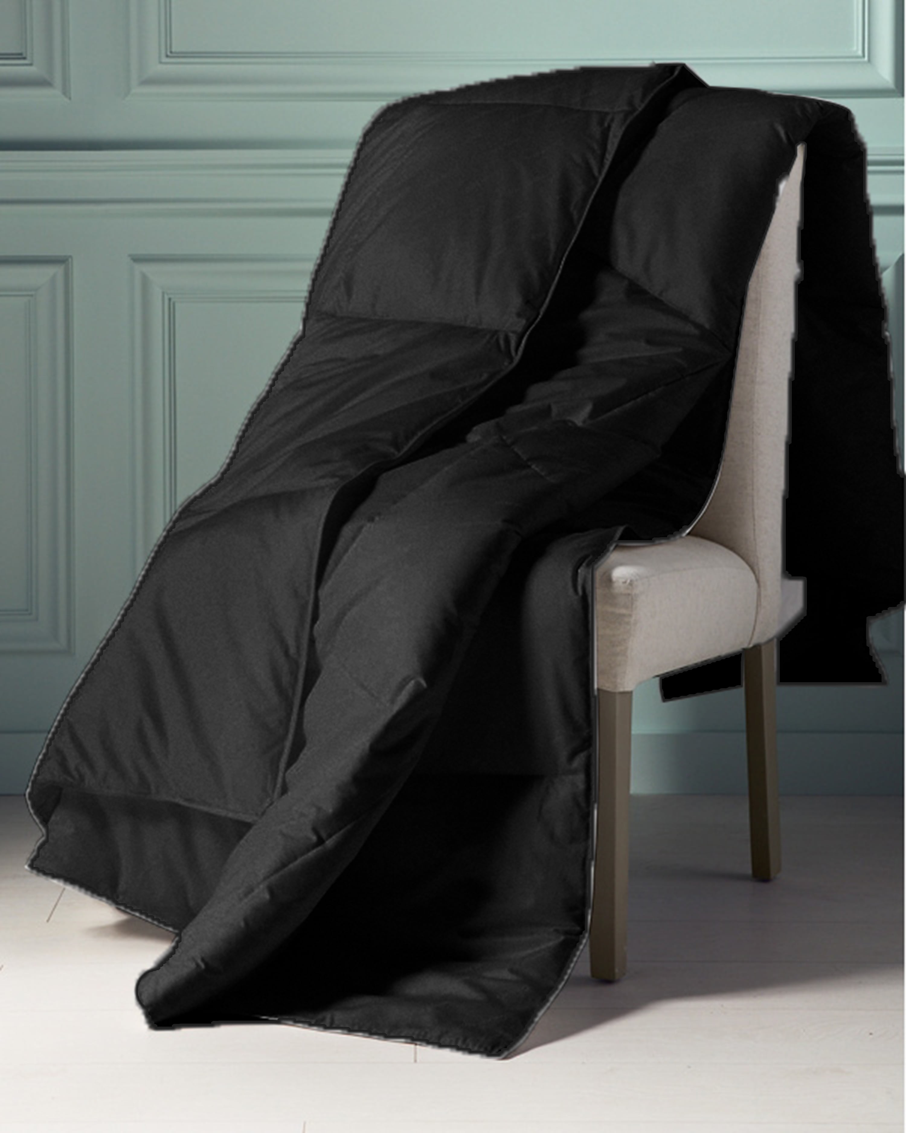 EASYCOT Luxurious Feather Down Alternative Comforter, Hotel Collection Duvet Insert Comforter for All Season,100% Soft Egyptian Cotton Shell with Corner Tabs 400 GSM Black , California King