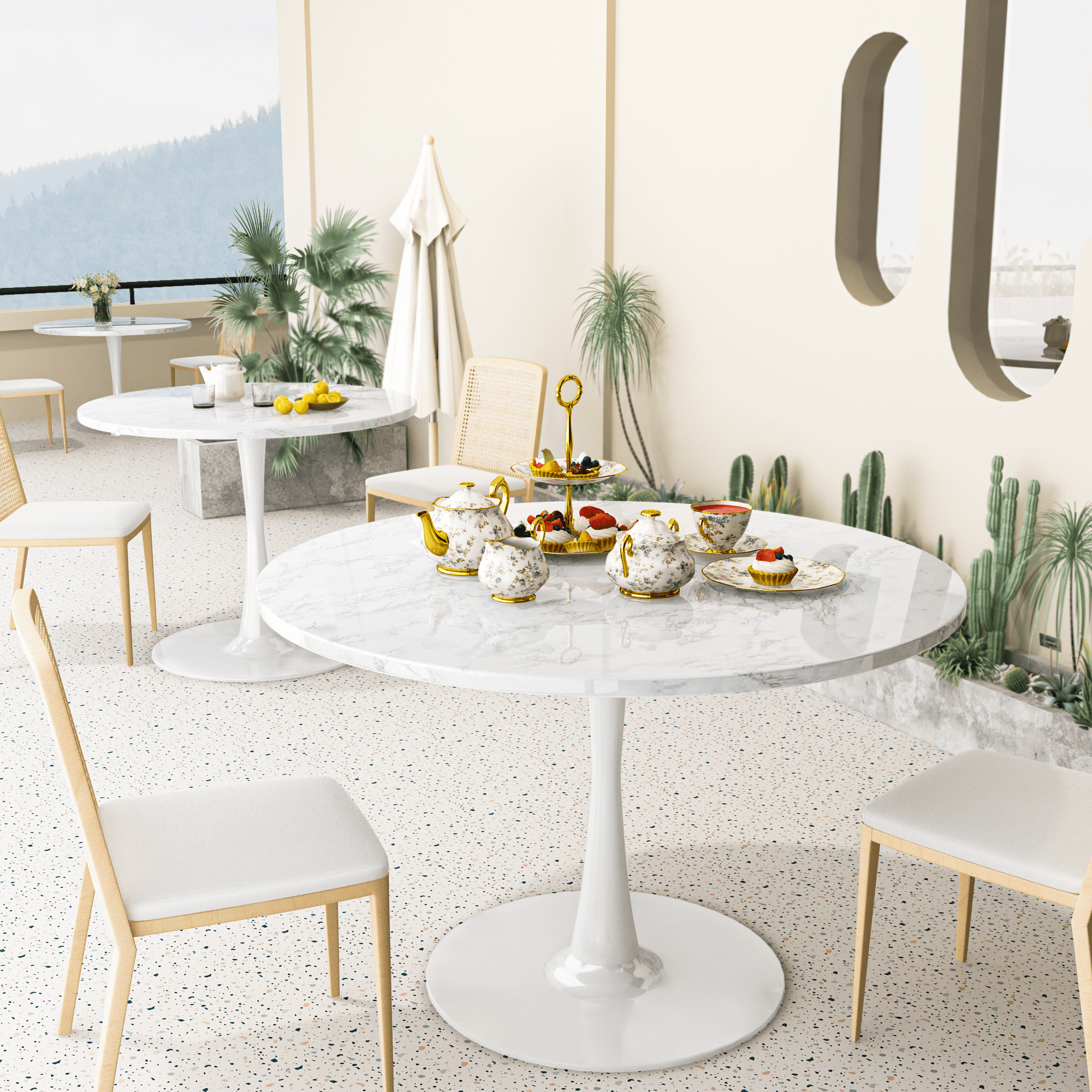 Marble Dining White Tulip Kitchen Table Buy Oikiture 90cm Dining