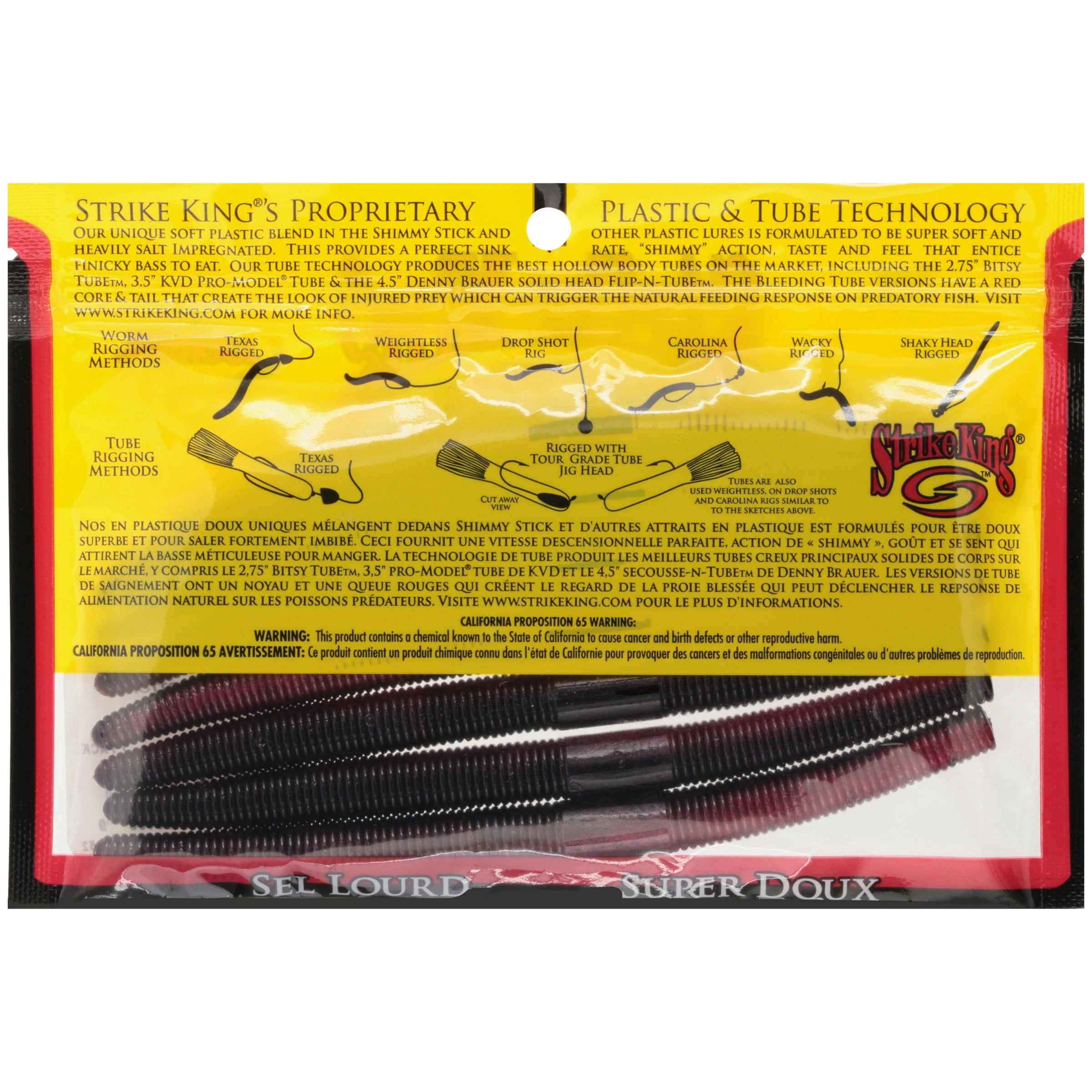 (1 pack) Strike King Shim-E-Stick Red Shad Soft Stick Bait Lure