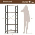 thumbnail image 3 of Costway 1 PCS 5-Tier Bookshelf Bookcase with Metal Frame & Dual Anti-Tipping Kits Storage Rack, 3 of 9