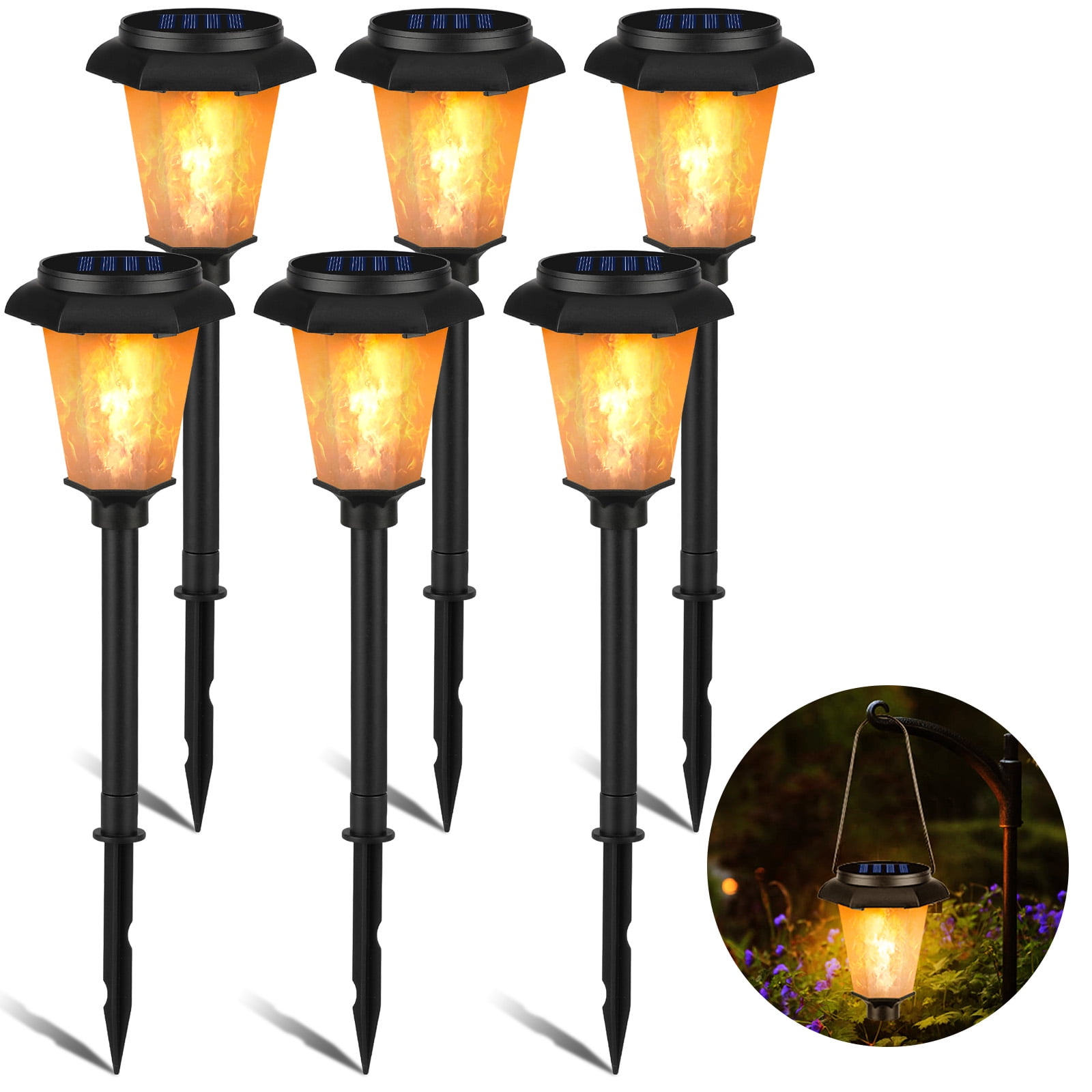 Flickering LED Solar Flame Torch Light Outdoor Garden Yard Lawn Pathway Lamp C 